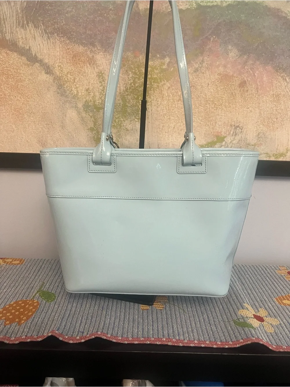 Dooney & Bourke Beacon Patent Leather Tote Light Blue